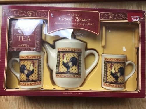 Bay Island CLASSIC ROOSTER 32 oz Teapot Mugs Country  