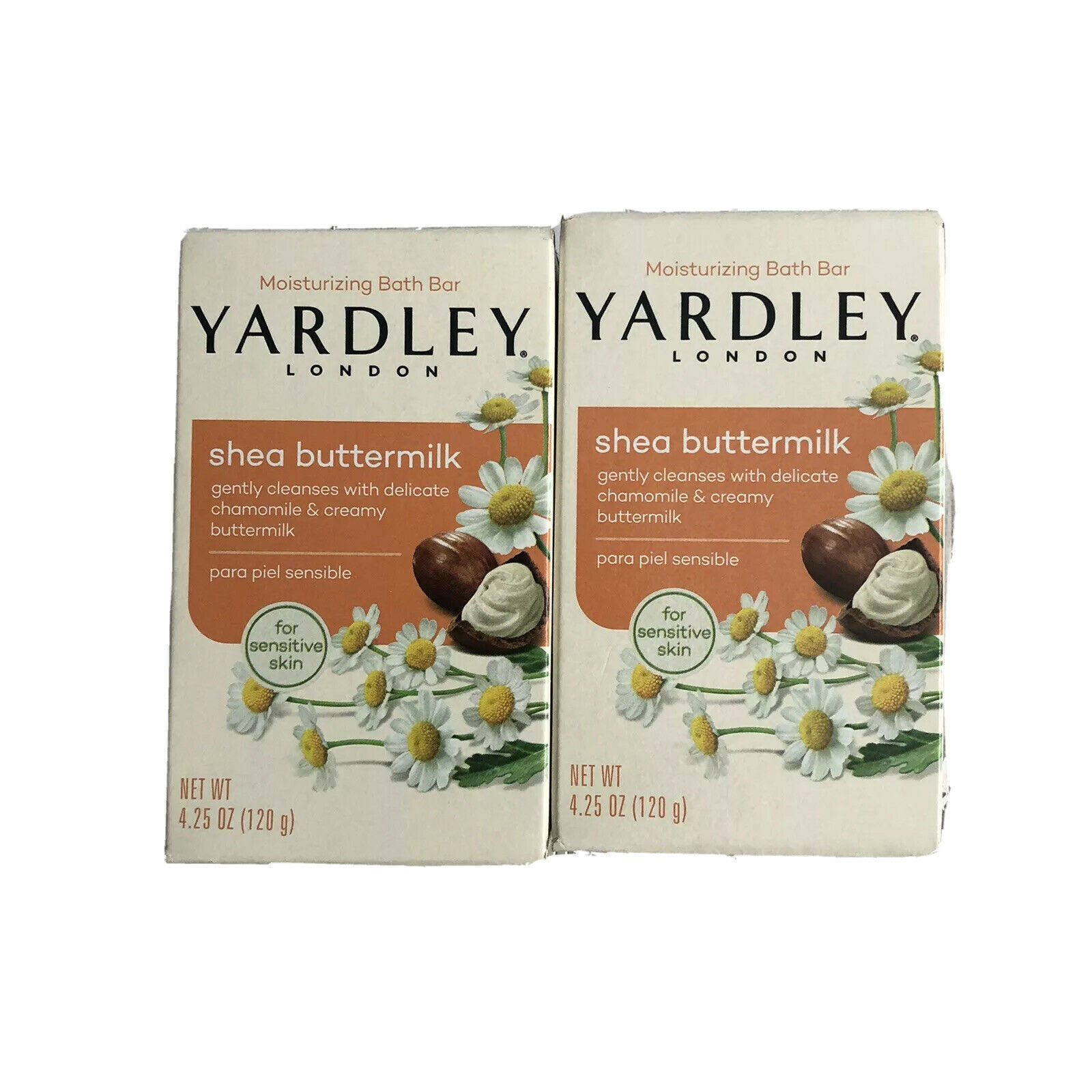 Yardley London Shea Buttermilk Bar Soap 4.25oz Sensitive Skin Lot Of 2 NEW Bar Soaps
