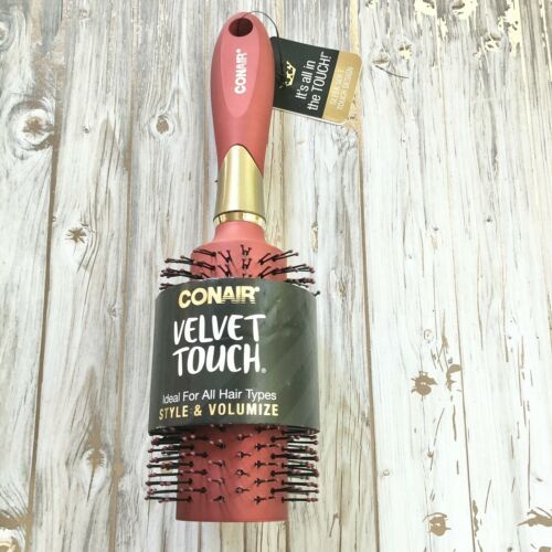 Conair Velvet Touch Round Brush Red 9" Double Nylon Bristles Volumize