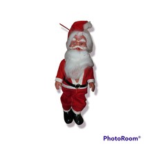 Vintage Santa Claus 11” Plastic Face Felt Body Toy Ornament Decoration image 1