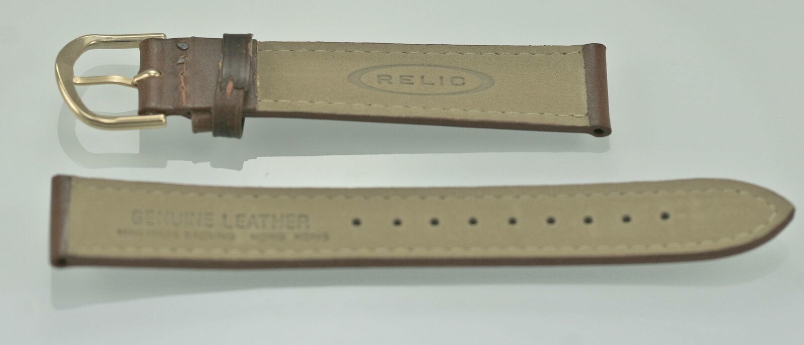 Relic Unisex Stainless Steel Brown Leather Replacement Watch Band 18mm