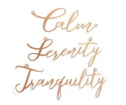 Cursive Words Wall Plaques Set of 3 Calm Serenity Tranquility Gold Wroug... - $35.63