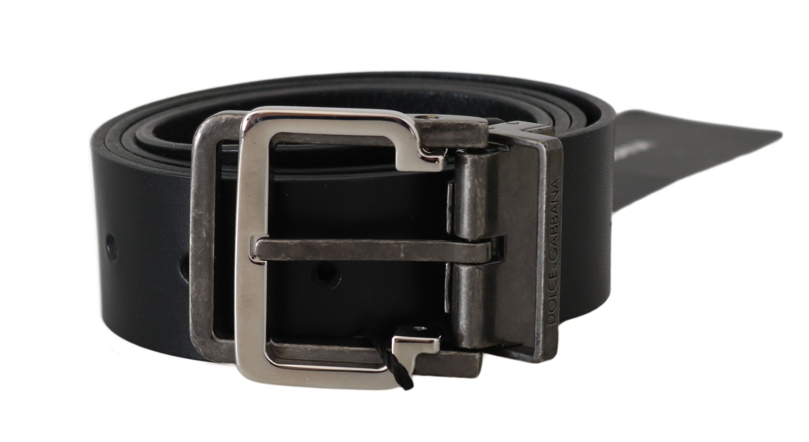 Black 100% Leather Silver Buckle Belt - Fashion