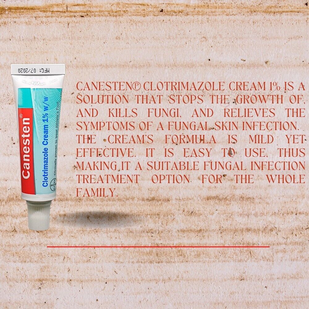 1x CANESTEN Cream 20g Antifungal Athletes Foot Ringworm Jock Itch Nail