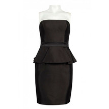Adrianna Papell Strapless fake two pieces Peplum Satin Dress, Black, 6 - $55.48