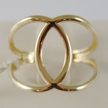 SOLID 18K YELLOW GOLD BAND DOUBLE HUG WIRES RING LUMINOUS SMOOTH, MADE IN ITALY image 1
