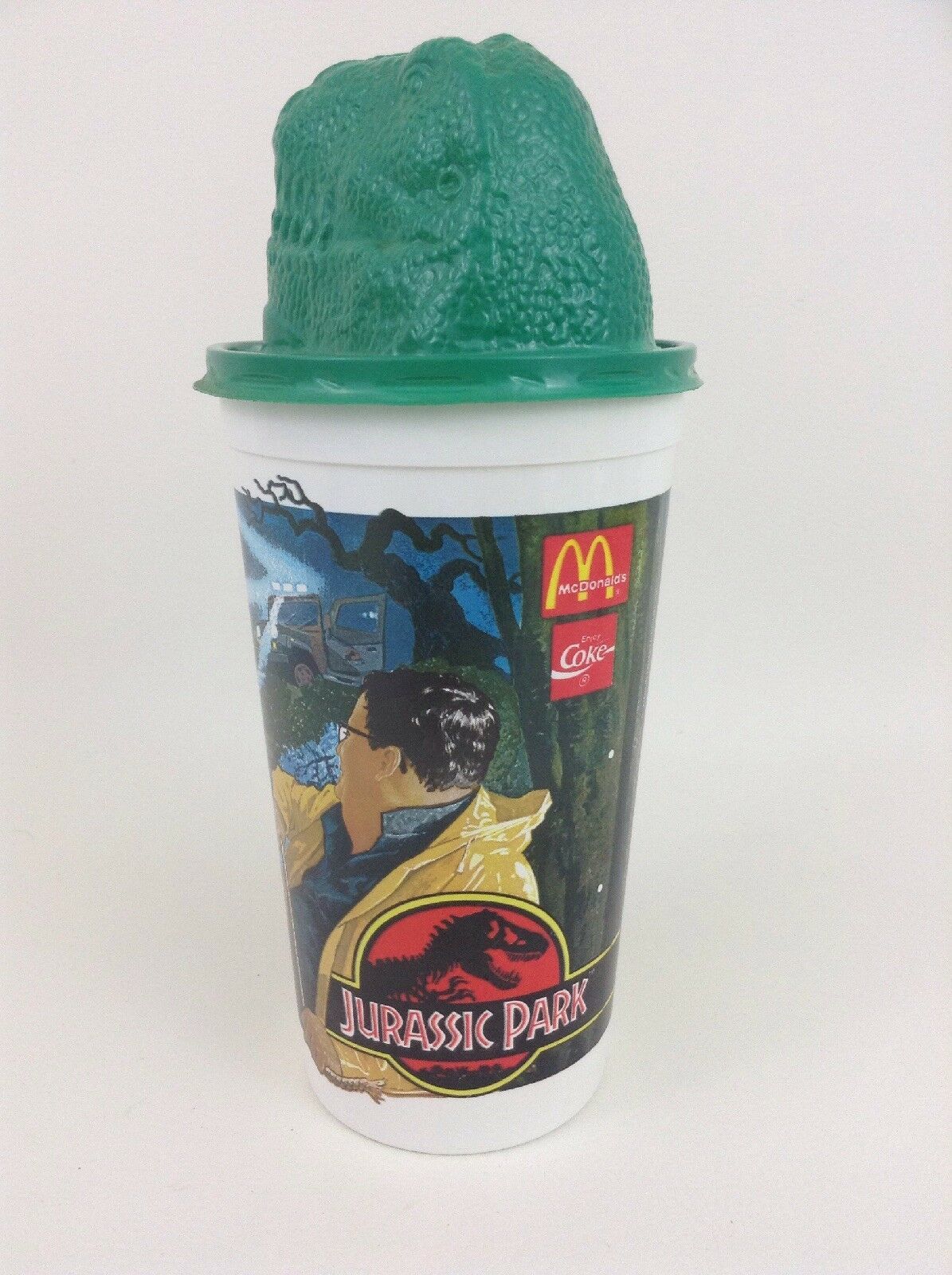 Jurassic Park McDonalds Plastic Soda Cup Complete Top and Straw JP