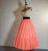 LIME GREEN Tiered Tulle Skirt Lady Full Long Party Skirt High Waisted Plus Size  image 14