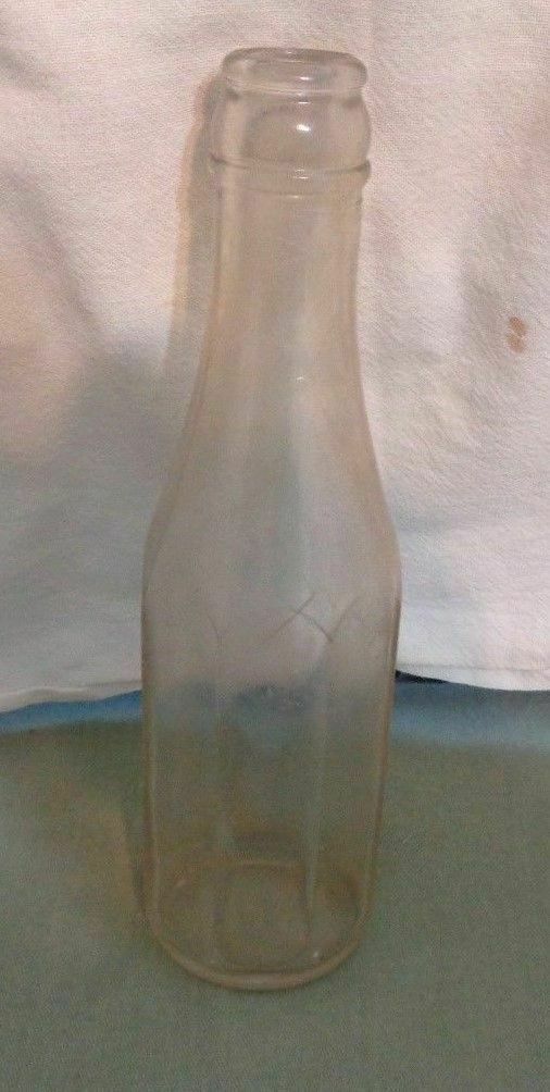 Vintage HJ HEINZ BOTTLE Clear Glass Ketchup Condiment Eight Panels