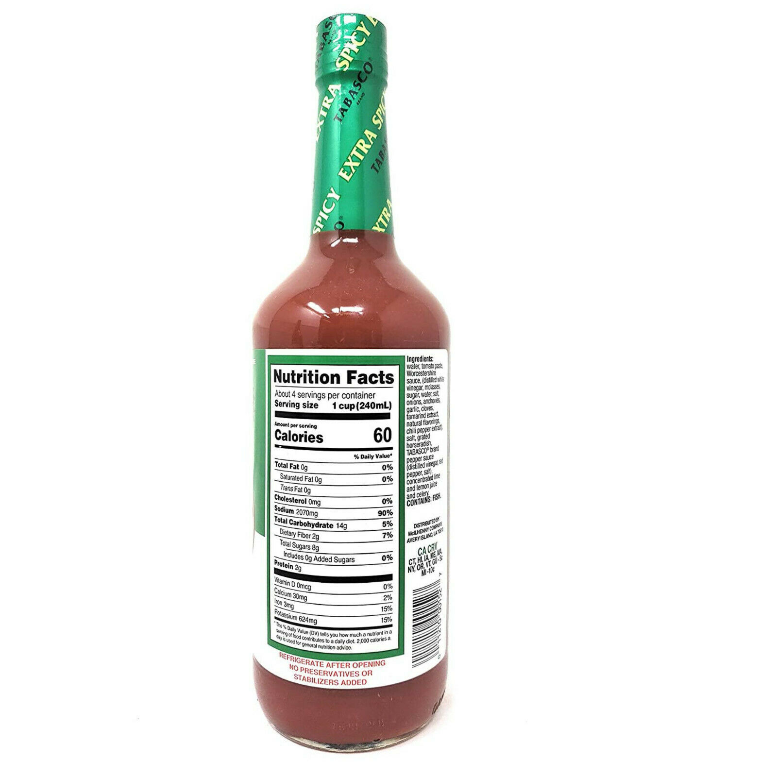 Tabasco Tomato Cocktail Extra Spicy Bloody Mary Mix , 2Pack 32 fl. oz