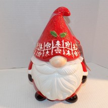 Gnome Cookie Jar Santa Christmas Holiday Ceramic 11 inch Red - $27.72