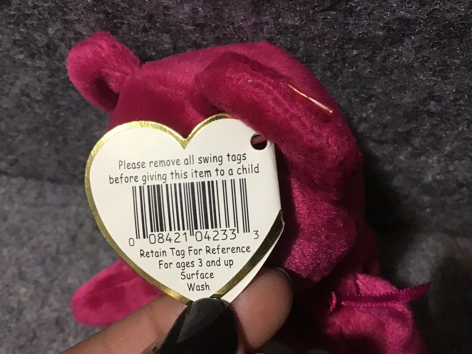 TY Beanie Baby Valentina Error With Year Swing Tag 1998 Tush Tag 1999 ...