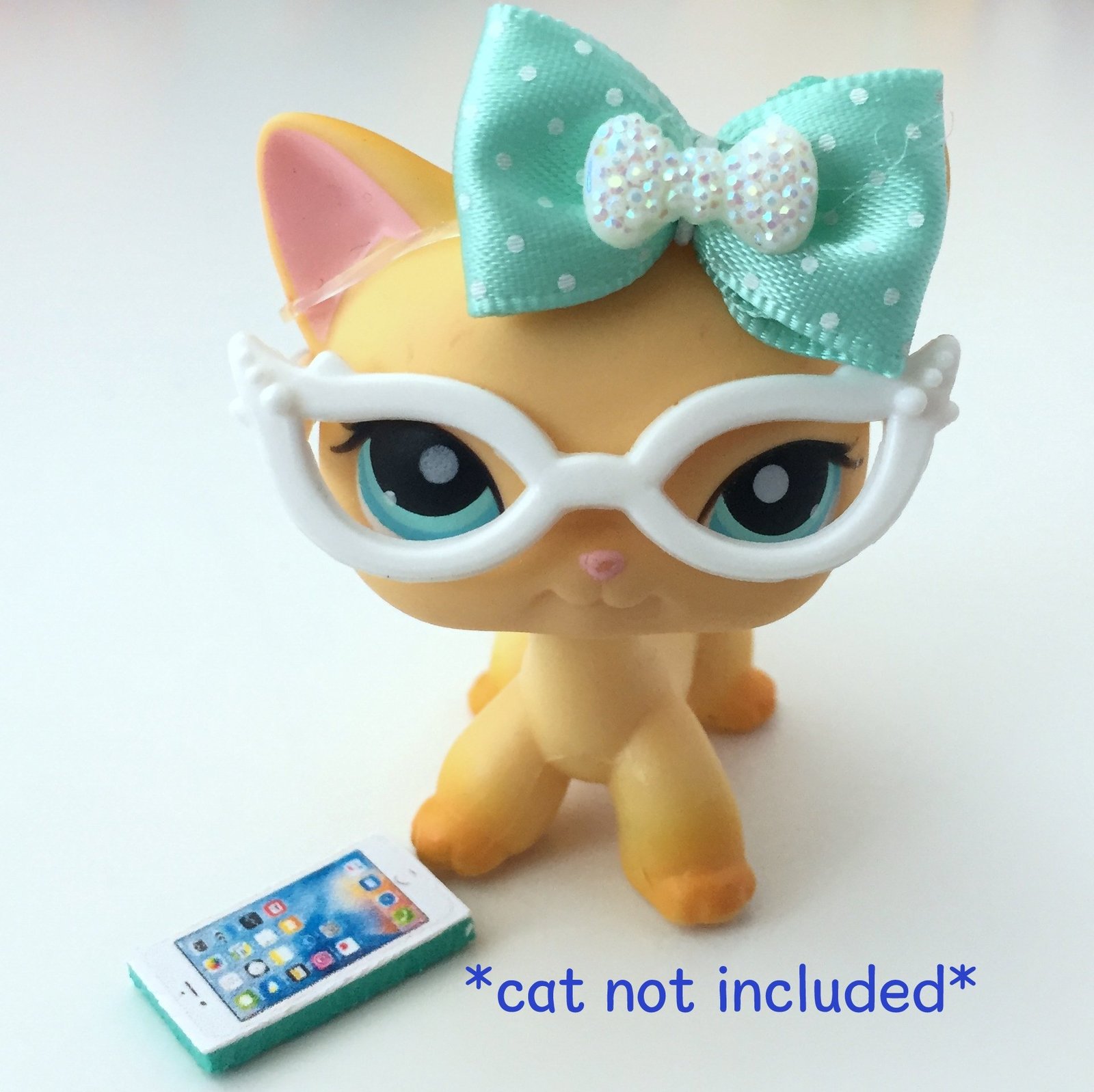Littlest Pet Shop LPS Bow Glasses Phone Accessories Lot CAT NOT