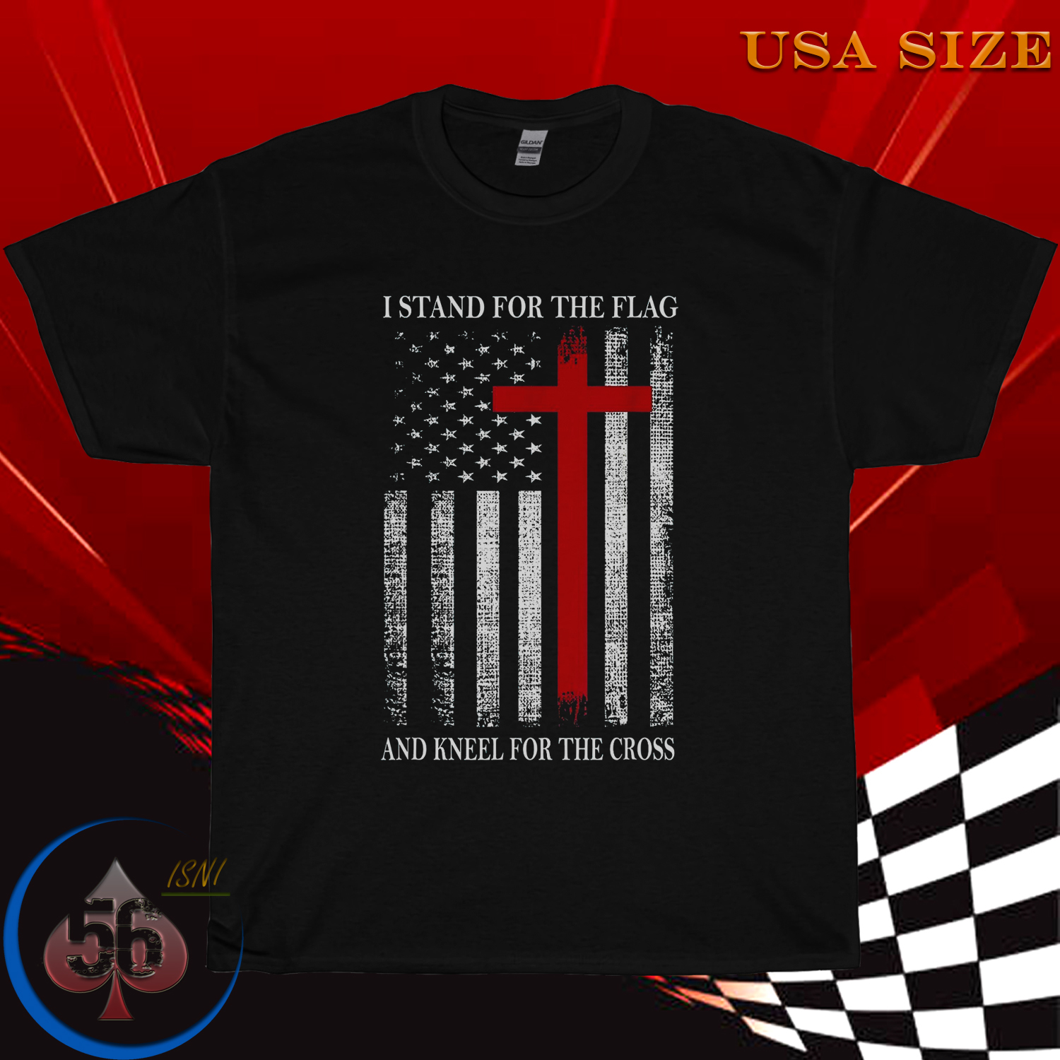 I Stand for the Flag and Kneel for the Cross Shirt USA Flag T-Shirt