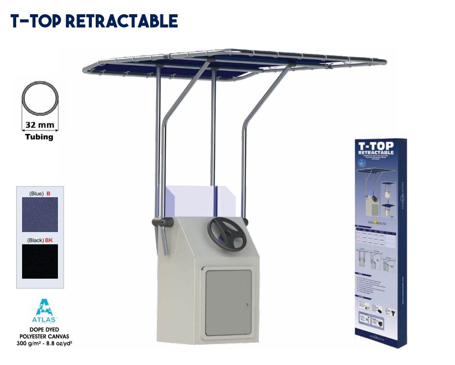 Marine Boat Retractable TTop Boat T Top 2m Height 32mm Aluminum Tube