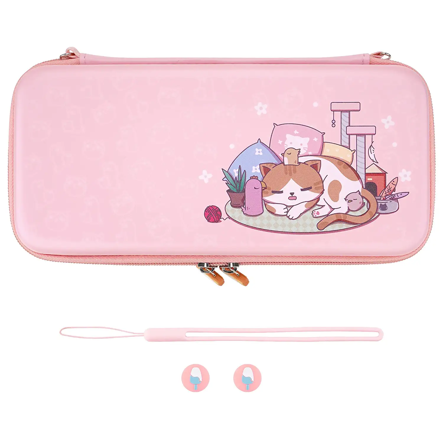 Pink Cute Carrying Case For Nintendo Switch & Switch Oled, Thumb Grip Caps + Kit - $40.99