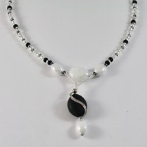 NECKLACE ANTIQUE MURRINA VENICE WITH MURANO GLASS BLACK AND WHITE , ADJUSTABLE image 2