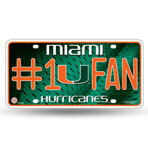 Miami Hurricanes #1 Fan Metal Embossed License Plate - $12.86