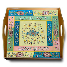 Personalized Hand Painted Tray - Pastel Colors narrow strips with small flowers - $199.00