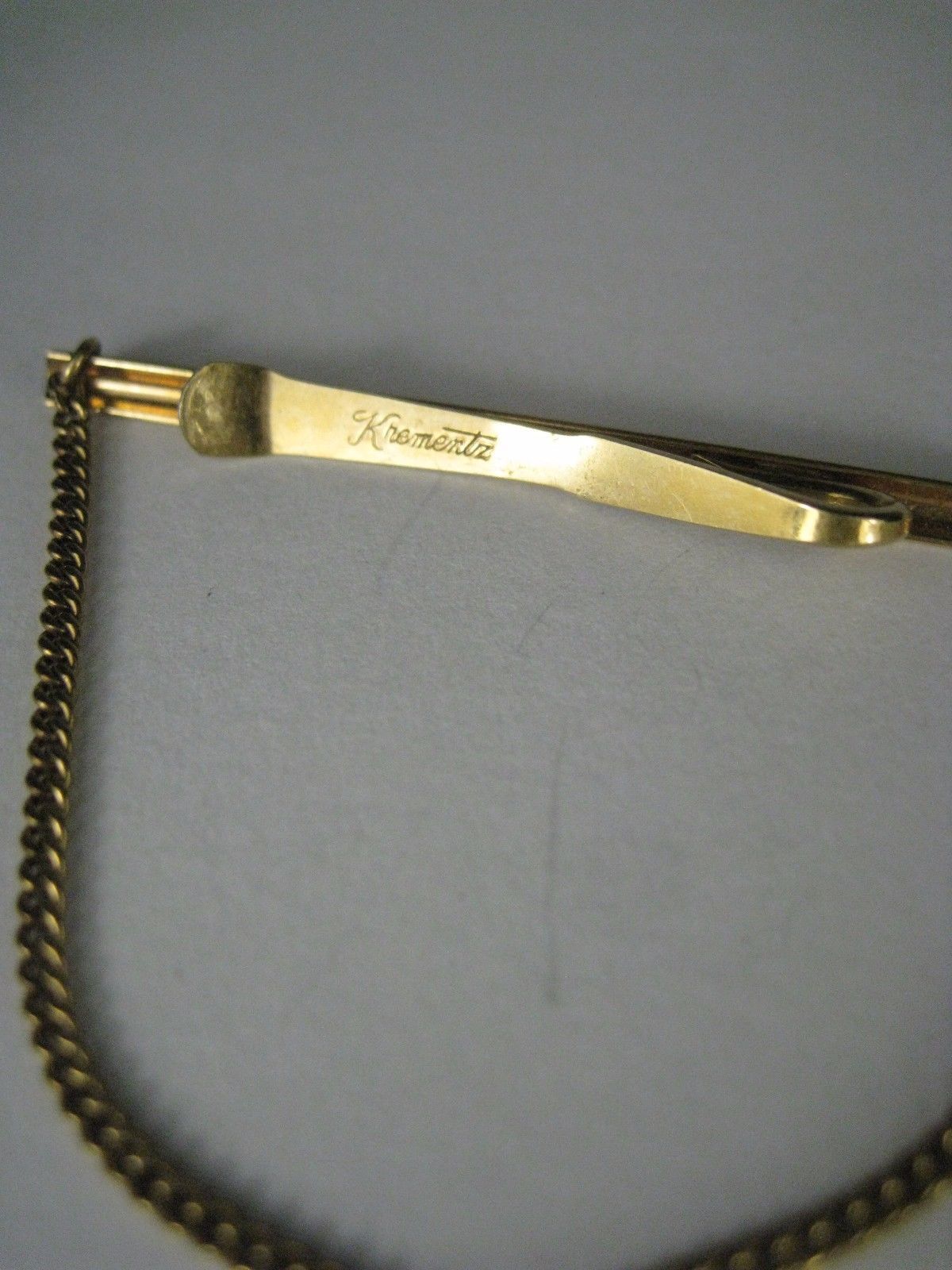 Krementz Men's Tie Bar Chain Clip Goldtone Link USA Made Clasp Mens ...