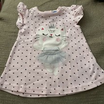 Bon Bebe Baby Shirt 3 to 6 months pink w/ ballerina cat - $6.65