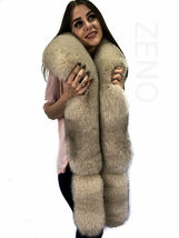 Fox Fur Boa 70' + Tails / Wristbands / Headband Saga Furs Light Beige Fur Stole image 2