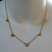Avon Two-tone Rhinestone Heart Necklace - $16.99