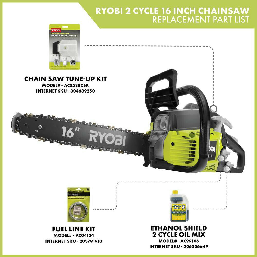 RYOBI Gas Chainsaw 16 in. 37cc 2Cycle Automatic Oiler AntiVibration