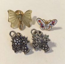 Lapel Pins Tie Tack Lot 4 Butterfly Flower Baskets Signed Avon Sarah Cov Brooch - $25.00