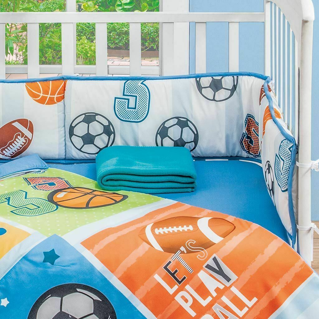 Baby Sports Multicolor Boys Crib Bedding Set with Throw Blanket