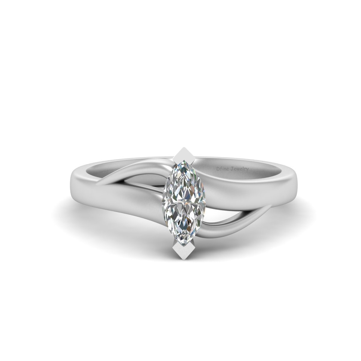 Solitaire Marquise Cut Diamond Wedding Ring For Womens Anniversary Gift For Her