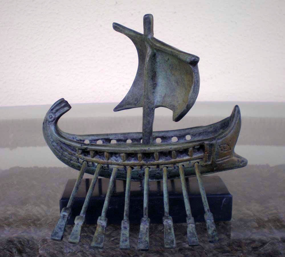 Ancient Greek Ship Trireme Penteconter Unique piece Bronze Item Bireme