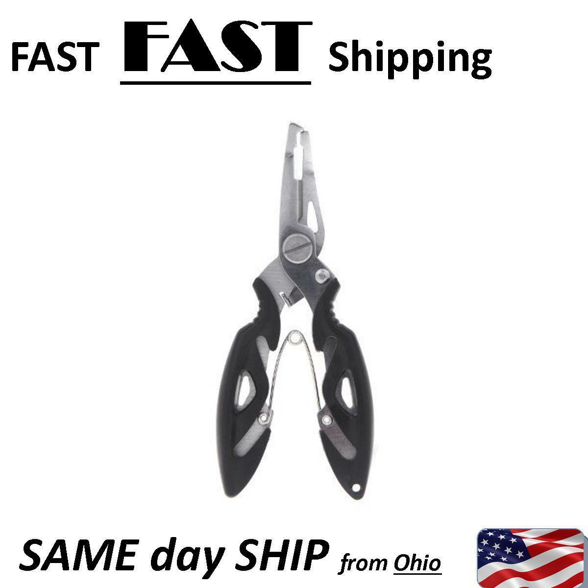 NEW ITEM --- Stainless Steel Fishing Pliers Line Cutter Hook Tackle Tool Black