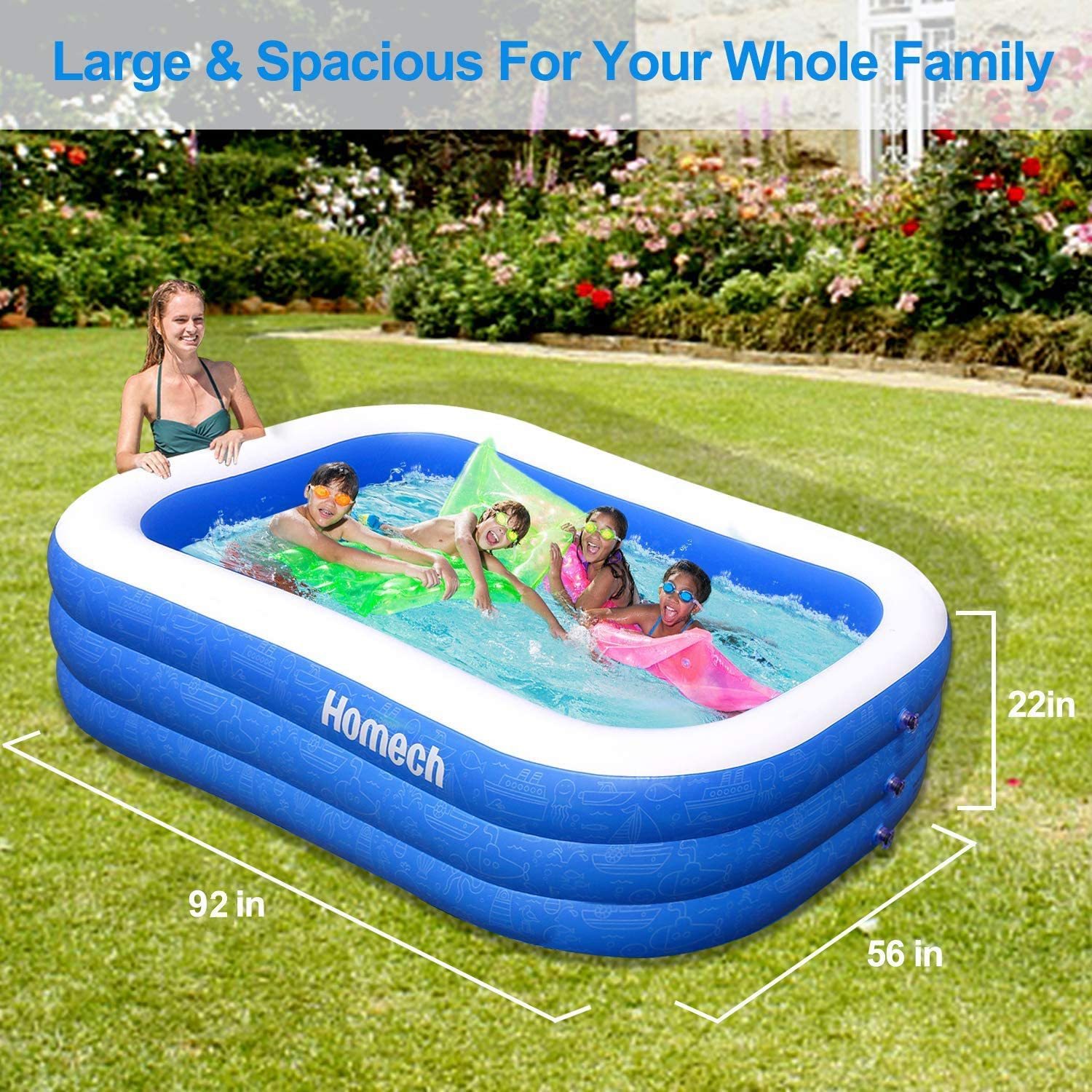 Homech Inflatable Swimming Pools, Inflatable Kiddie Pools, Family