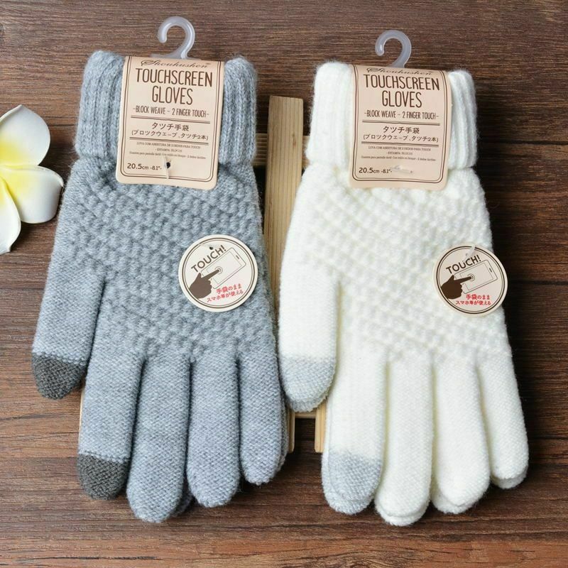 Men Women Kids Winter Warm Touch Screen Gloves Driving Knitted Wool Soft Mittens
