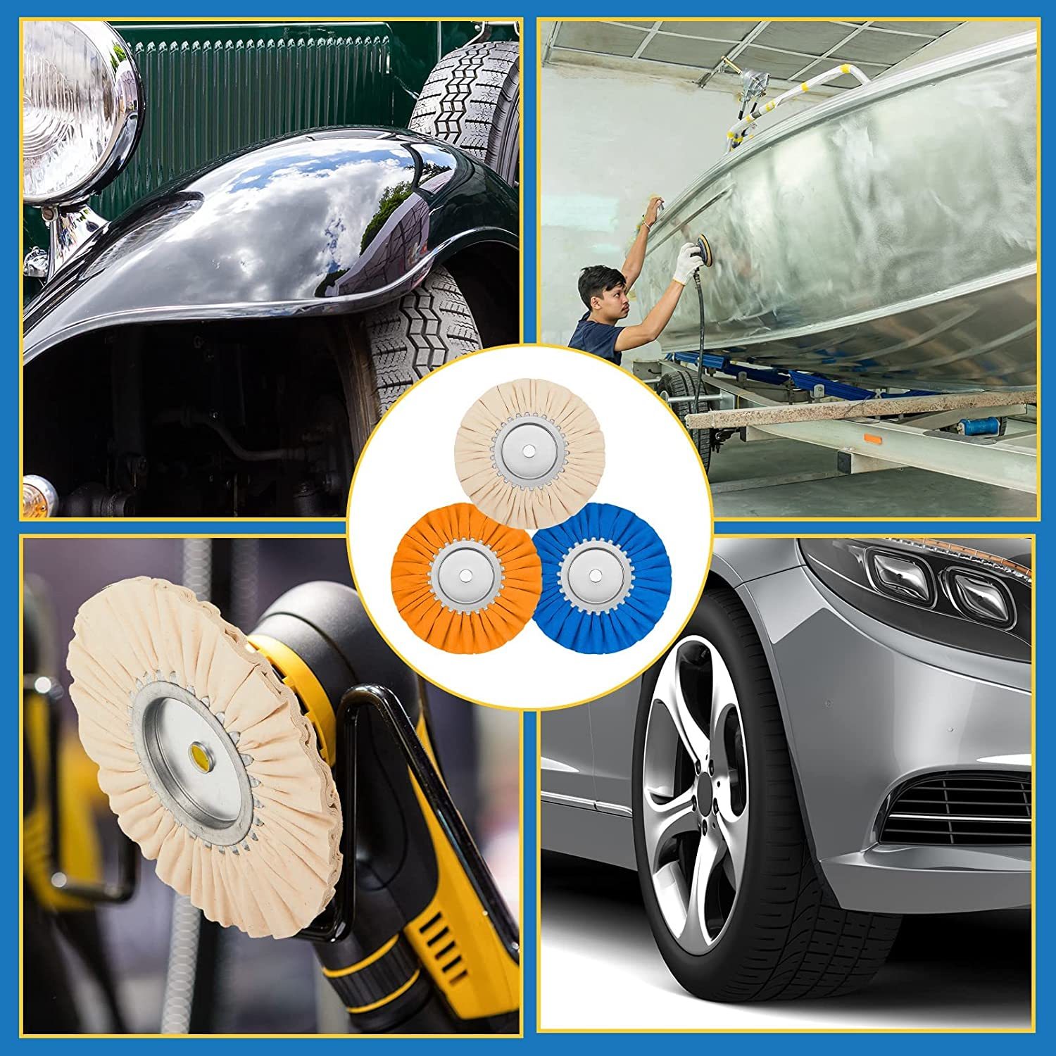 Tallew 8 Airway Buffing Wheel Kit, Aluminum Metal Polishing, Diameter 5