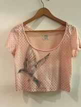 American Eagle Outfitters Size S Vintage T Crop Top Free As A Bird Pink Gray Dot - $14.95