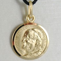SOLID 18K YELLOW GOLD MEDAL, HOLY POPE JOHANNES PAULUS II, SAINT, 17 mm DIAMETER image 1