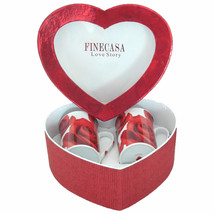 VALENTINES/MUMS DAY - Love Story Red Roses Heart 2 Mug Set: by Finecasa - $21.70