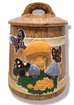 Vintage 1976 Gare Mushroom Butterfly Flowers Cannister Cookie Jar - 11x8" image 3