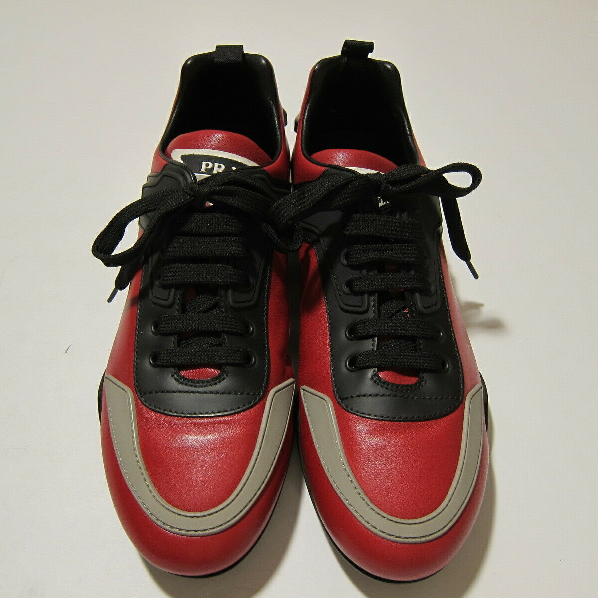 S-2479198 New Prada Red Soft Leather Lace up Sneaker Shoes Size marked 8 US 9 - Casual Shoes
