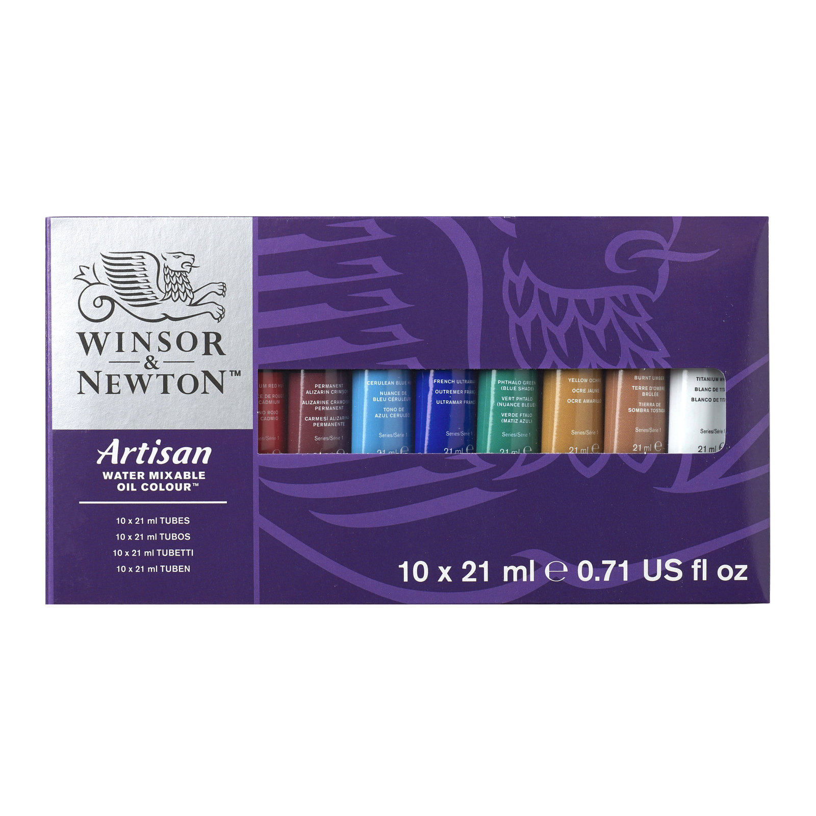 Winsor & Newton Artisan Water Mixable Oil Paint Colour set of 10 x 21Ml, 1590227