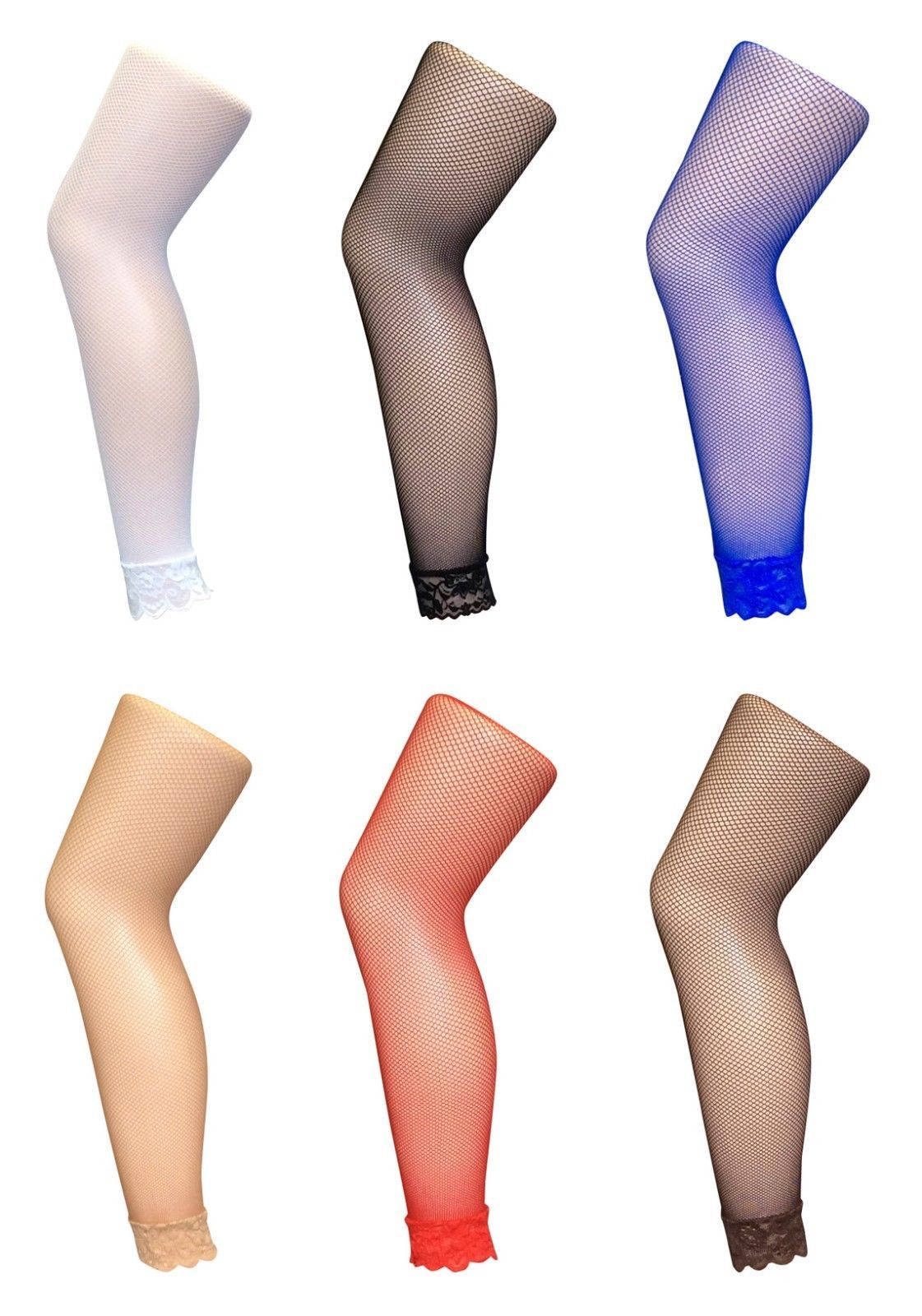 Image of Sock Snob UK - Ladies Sexy Neon Coloured Footless Fishnet Tights with Lace Trim
