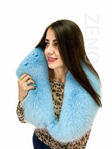 Arctic Fox Fur Collar 47' (120cm) Saga Furs Light Blue Color Fur Scarf Stole image 3