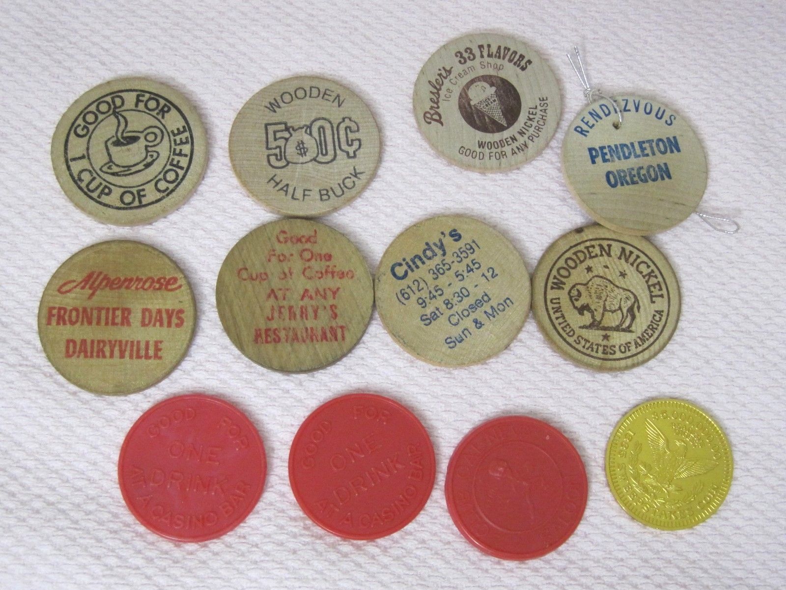 Lot 11 Vintage Wooden Nickels Alpenrose And 50 Similar Items 57