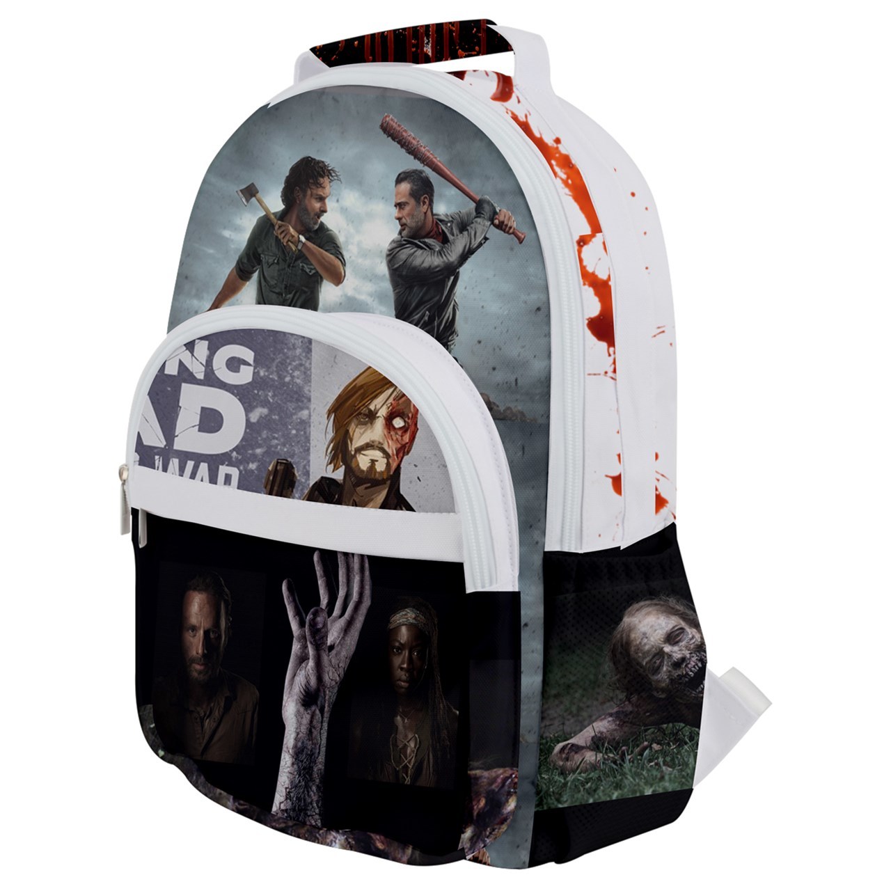 Rounded Multi Pocket Backpack kids school bag walking zombies zombie