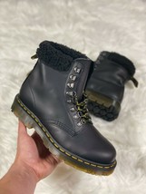 Dr Martens 1460 Collar Black High Womens Leather Fur Cuff Boot NEW Multi Size - $119.99
