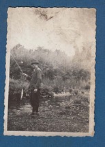 Antique Vintage Photograph in Croatia 1930s, Fishing Man,  stream small ... - $13.99