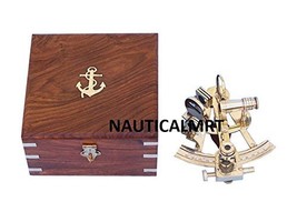 NauticalMart Captain's Marine Brass Sextant with Rosewood Box