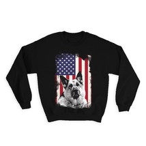 German Shepherd Sepia USA Flag : Gift Sweatshirt Dog Pet K-9 United Police Ameri - $28.95